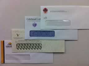 Custom printed envelopes, # 10 windowed